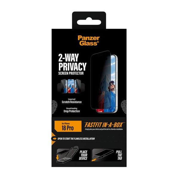 PanzerGlass Ultra Wide Fit FastFit in-a-box Protection d'écran Privacy Apple iPhone 18 Pro