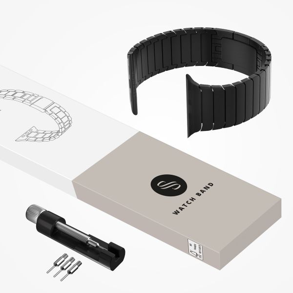Selencia Bracelet à maillons en acier Apple Watch | 44/45/46/49 mm - Noir