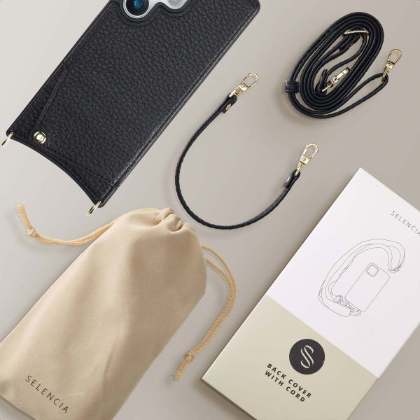 Selencia Coque de télephone Nova avec cordon et porte-cartes Samsung Galaxy S25 Ultra - Noir