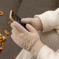 Selencia Gants Tactiles Effet Laine - Femme - Taille M - Beige