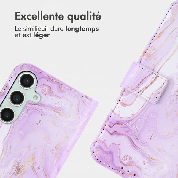 imoshion Étui de télephone portefeuille Design Samsung Galaxy S25 - Purple Marble
