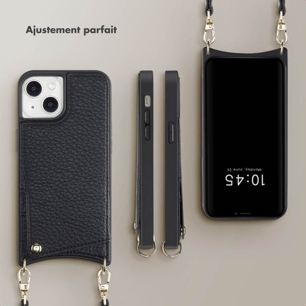 Selencia Coque de télephone Nova avec cordon et porte-cartes Apple iPhone 14 / 13 - Noir
