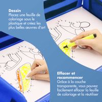 imoshion Table de voyage - Support de tablette voiture - 7 compartiments de rangement - Inclus 2 coloriages - Bleu