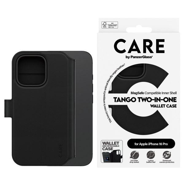 CARE by PanzerGlass Étui de télephone portefeuille Tango 2 en 1 avec MagSafe Apple iPhone 16 Pro - Black