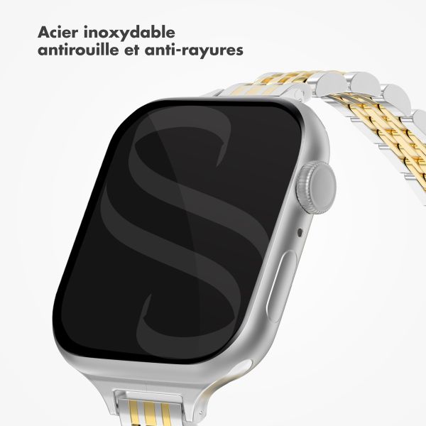 Selencia Bracelet en acier slim style Jubilee Apple Watch | 38/40/41/42 mm - Argent et Or