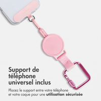 imoshion Cordon rétractable avec mousqueton et patch pour téléphone - Cordon de téléphone anti-vol - Rose