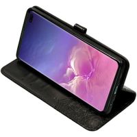Etui de télephone portefeuille Mandala Samsung Galaxy S10 Plus - Noir