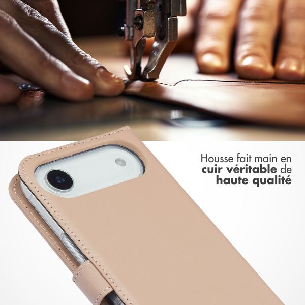 Selencia Étui portefeuille en cuir véritable Apple iPhone Air - Dusty Pink
