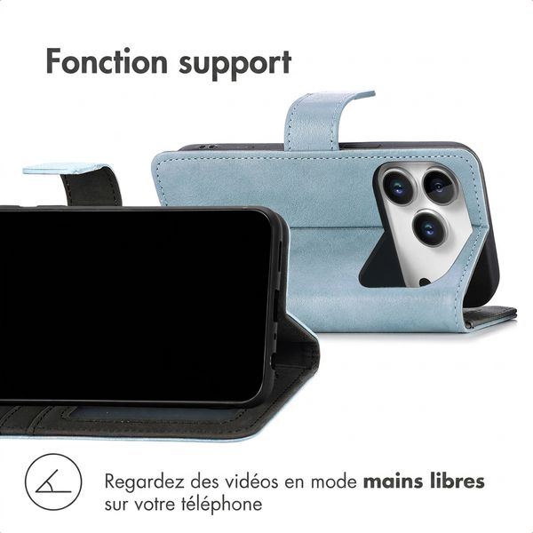 imoshion Étui de télephone portefeuille de luxe Apple iPhone 18 Pro / 17 Pro - Bleu clair
