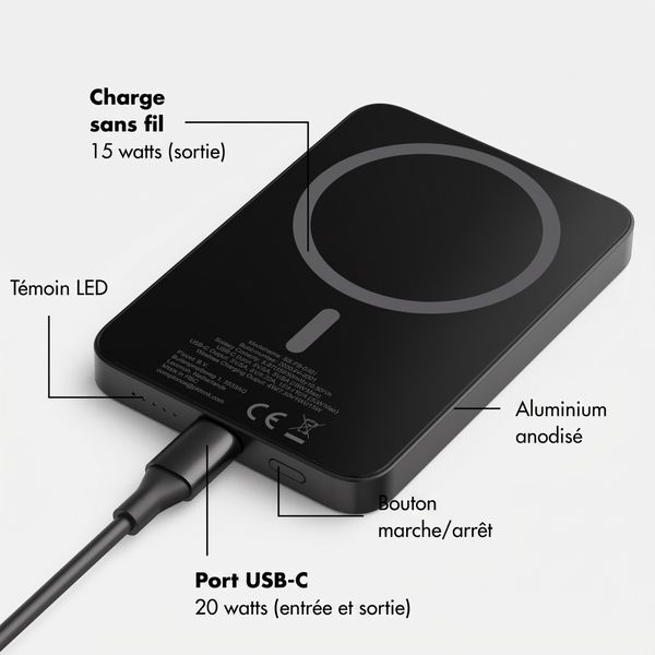 Selencia Powerbank Vivid 5 000 mAh - MagSafe et Qi - Black / Wavy Baby Choco