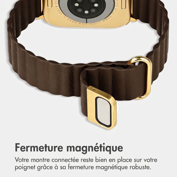 imoshion Bracelet magnétique en cuir synthétique Apple Watch | 38/40/41/42 mm - Marron