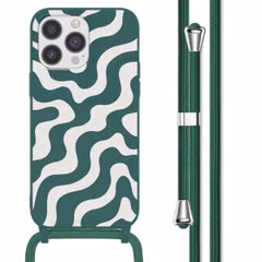 imoshion Coque design en silicone avec cordon Apple iPhone 13 Pro Max - Petrol Green Groovy