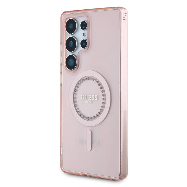 Guess Coque MagSafe IML avec strass Samsung Galaxy S25 Ultra - Rose