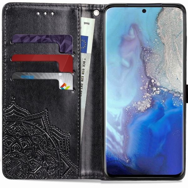 Etui de télephone portefeuille Mandala Samsung Galaxy S20 - Noir