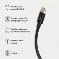 imoshion Câble USB-C vers USB-C Tressé 100 W - 1 mètre - Noir