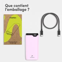 imoshion Batterie externe 20 000 mAh - Chargeur rapide 22,5 W - USB-C / USB-A - Rose