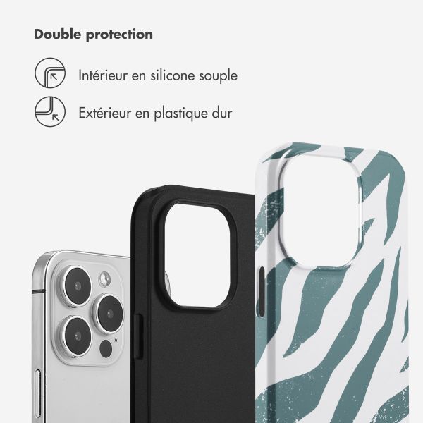 Selencia Coque arrière Vivid Apple iPhone 14 Pro - Colorful Zebra Pine Blue
