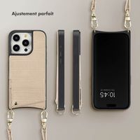 Selencia Coque de télephone Nova Croco avec cordon et porte-cartes Apple iPhone 15 Pro - Beige