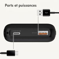 imoshion Batterie externe compacte 10.000 mAh - Petite batterie externe - Chargeur rapide 22,5 W - USB-C / USB-A - Noir