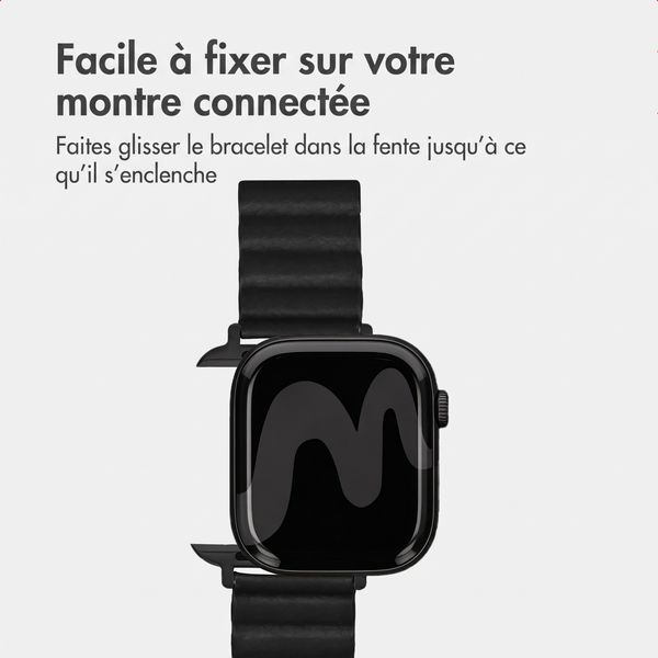 imoshion Bracelet magnétique en cuir synthétique Apple Watch | 38/40/41/42 mm - Noir