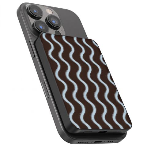 Selencia Powerbank Vivid 5 000 mAh - MagSafe et Qi - Black / Wavy Baby Choco
