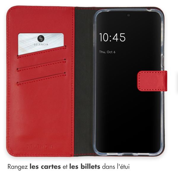Selencia Étui portefeuille en cuir véritable Google Pixel 8 Pro - Rouge
