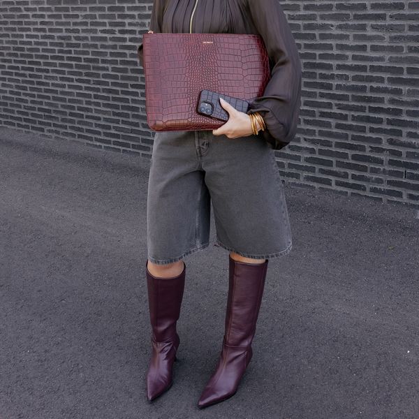 Selencia Pochette ordinateur Croco 14 pouces - Burgundy
