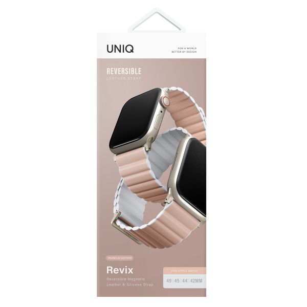 Uniq Bracelet Revix Premium Edition réversible Apple Watch | 44/45/46/49 mm - Blush Pink / White