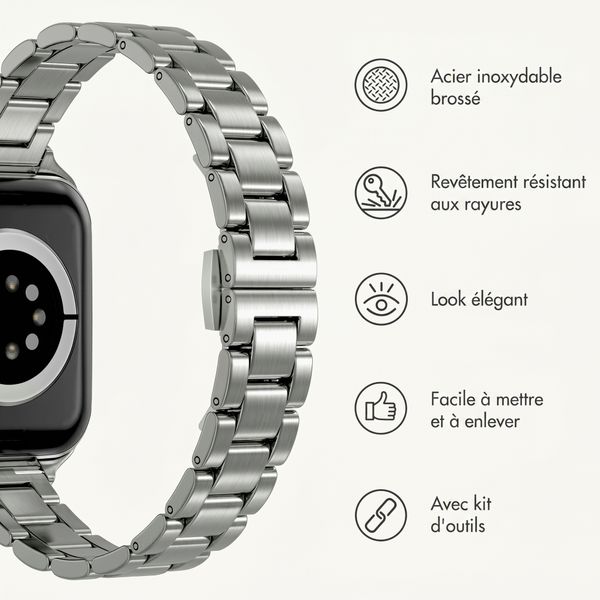 Selencia Bracelet à maillons fin en acier Apple Watch | 38/40/41/42 mm - Argent