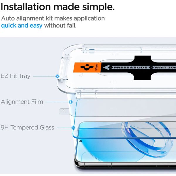 Spigen Protection d'écran en verre trempé GLAStR Fit 2 Paquets + Applicator Samsung Galaxy S23 Plus