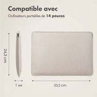 Accezz Pochette ordinateur cuir 14 pouces - Beige