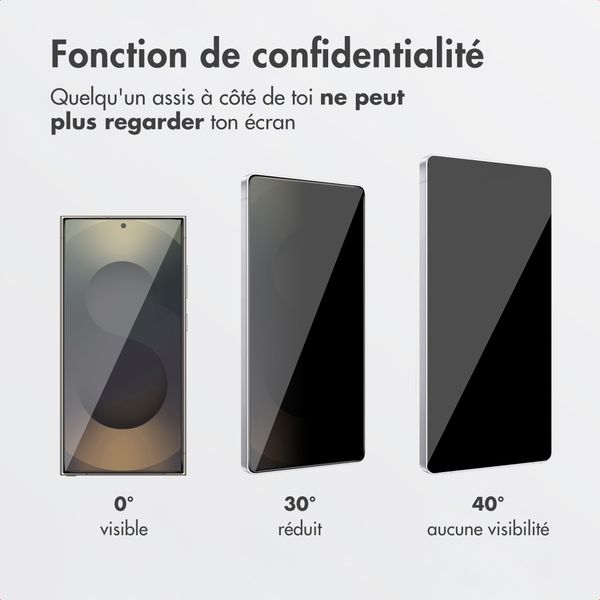 Accezz Protection d'écran en verre trempé avec filtre de confidentialité + Applicateur Samsung Galaxy S26 Ultra