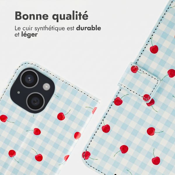 imoshion Étui de télephone portefeuille Design Apple iPhone 15 - Cherry Check
