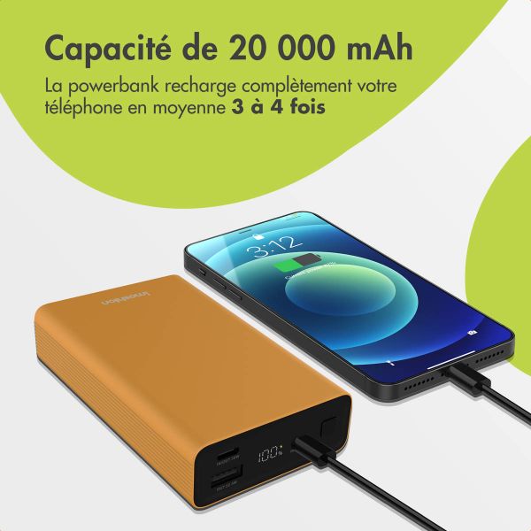 imoshion Ultra Series Aluminium Batterie externe 20.000 mAh - Charge rapide jusqu'à 33 watts - Gold