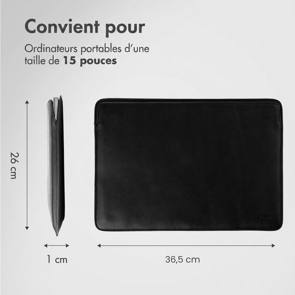 Accezz Pochette ordinateur cuir 15 pouces - Noir