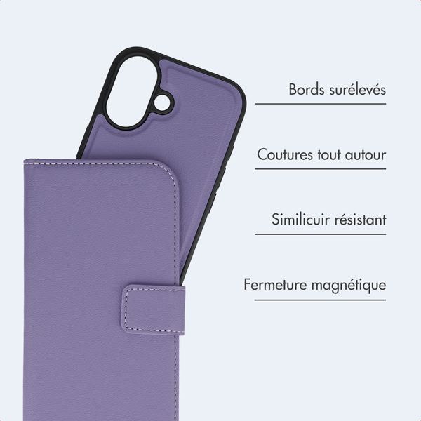 imoshion Étui portefeuille luxe 2-en-1 amovible Apple iPhone 16 - Violet