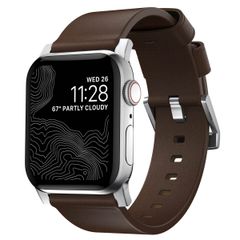 Nomad Bracelet moderne en cuir Apple Watch | 44/45/46/49 mm - Brown / Silver