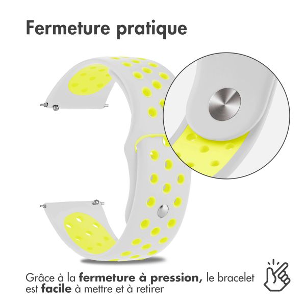 imoshion Bracelet sport en silicone  - Connexion universelle 22 mm - Light Grey & Neon Yellow