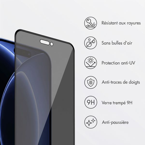 Accezz Protection d'écran en verre trempé avec filtre de confidentialité + Applicateur Apple iPhone 18 Pro / 17 Pro