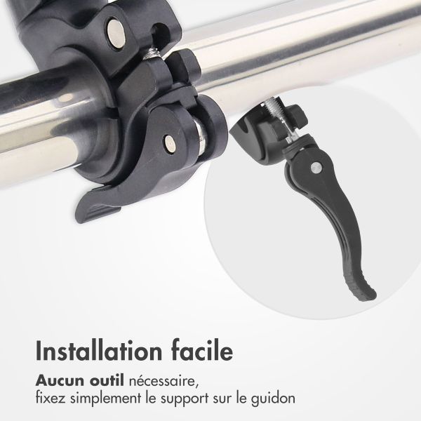 imoshion Support de téléphone premium pour vélo - Résistant aux éclaboussures - Rotation à 360° - Universel - Noir