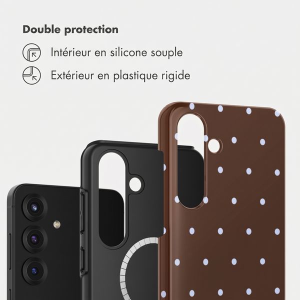 Selencia Coque arrière Vivid avec MagSafe Samsung Galaxy S25 - Happy Dots Chocolate