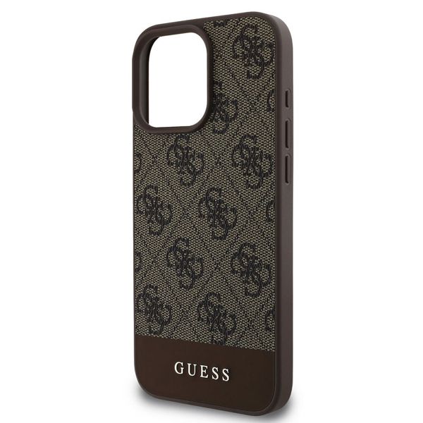 Guess Coque arrière Bottom Stripe 4G Apple iPhone 16 Pro Max - Marron