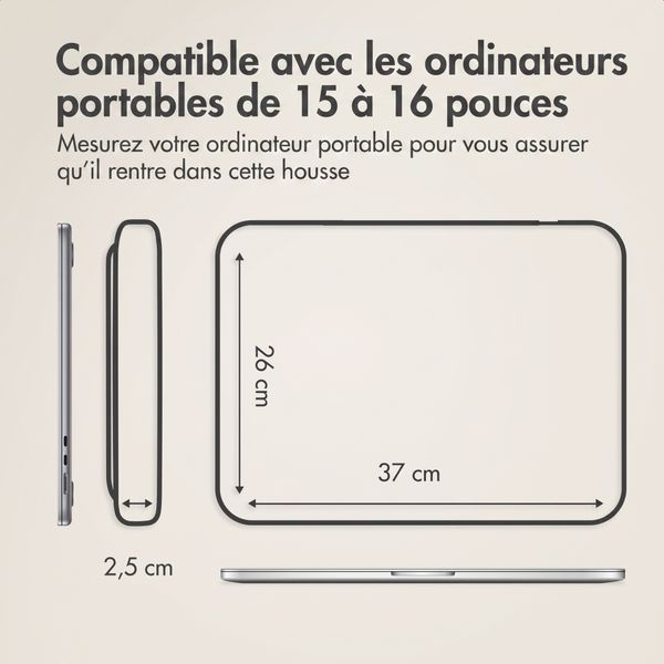 Accezz Pochette ordinateur Leather avec fermeture éclair 15-16 pouces - Cognac