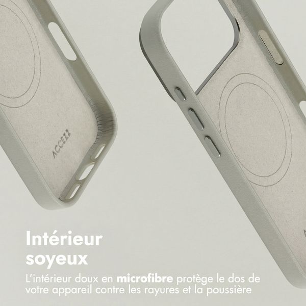 Accezz Coque arrière en cuir avec MagSafe Apple iPhone 18 Pro / 17 Pro - Light Grey