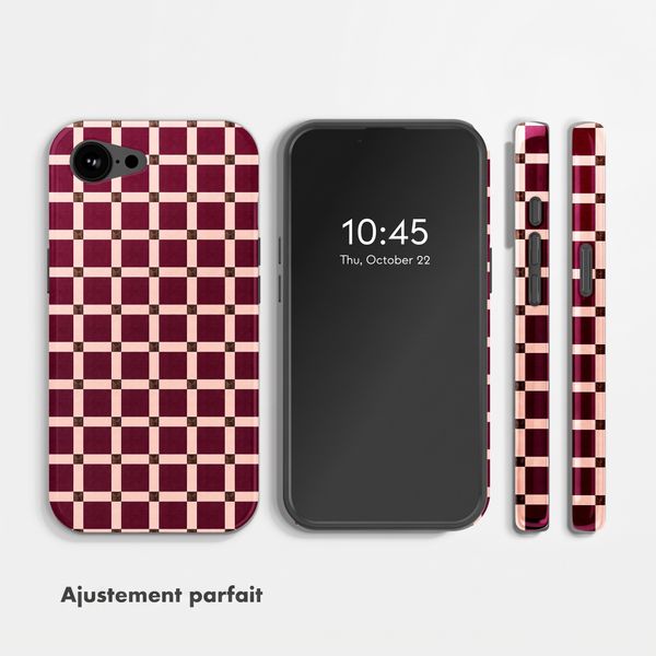 Selencia Coque arrière Vivid avec MagSafe Apple iPhone 17e / 16e - Check This Burgundy