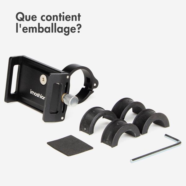 imoshion Mini support de téléphone en aluminium pour vélo - Léger - Universel - Noir
