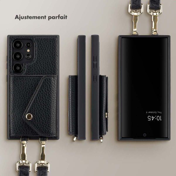 Selencia Coque de télephone Sera avec cordon et porte-cartes enveloppe Samsung Galaxy S24 Ultra - Noir