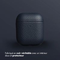 Accezz Coque en cuir véritable  Apple Airpods 1 / 2 - Bleu foncé