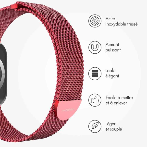 imoshion Bracelet magnétique milanais Apple Watch | 38/40/41/42 mm - Taille S - Rouge