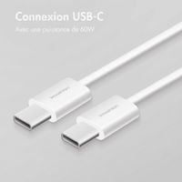 imoshion Câble USB-C vers USB-C Tressé 60 W - 2 mètres - Blanc